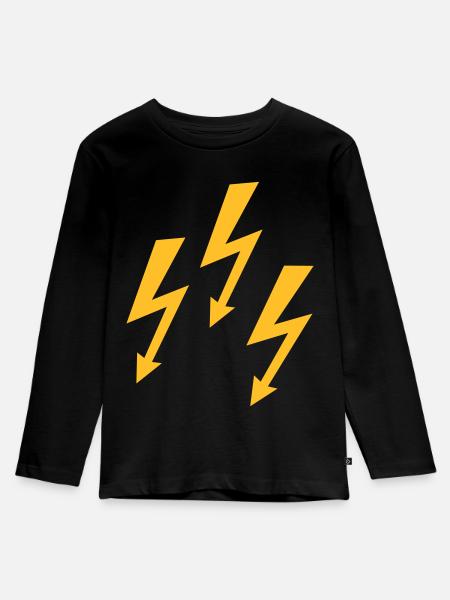 Blitz - Kinder Premium Bio Langarmshirt - Schwarz