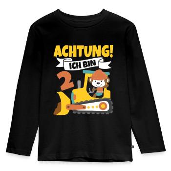 Kindergeburtstag 2 Jahre Kinder Geschenk Baustelle - Kinder Premium Bio Langarmshirt - Schwarz - Vorne - AI Model Kid Male (0cm)