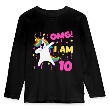 10e anniversaire fille fille licorne anniversaire - T-shirt manches longues Premium Enfant - noir - Devant - AI Model Kid Male (0cm)