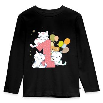 Geburtstag Baby - 1. Geburtstag - Kinder Premium Bio Langarmshirt - Schwarz - Vorne - AI Model Kid Male (0cm)