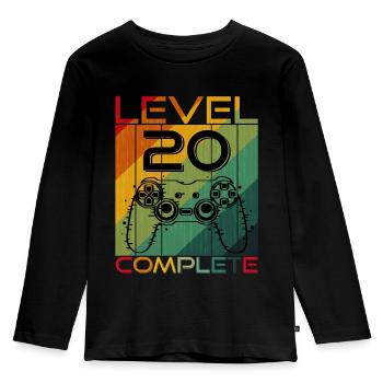 20.Geburtstag Geschenk für Gamer Level 20 Complete - Kinder Premium Bio Langarmshirt - Schwarz - Vorne - AI Model Kid Male (0cm)