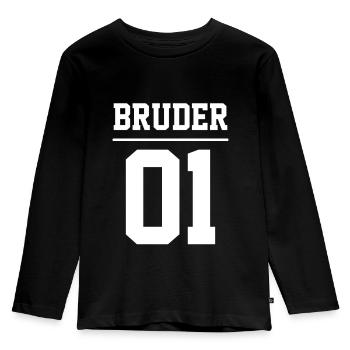 Bruder 01 Bester Bro Brother Grosser Bruder Nr 1 - Kinder Premium Bio Langarmshirt - Schwarz - Vorne - AI Model Kid Male (0cm)
