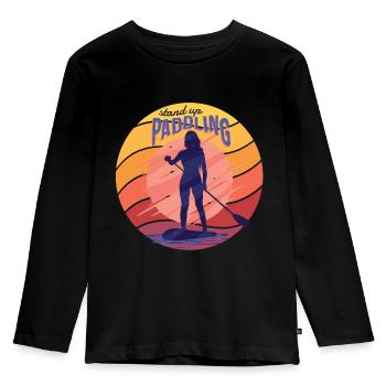 Paddle Stand Up Paddle SUP Paddle Board - Kids' Premium Longsleeve Shirt - black - Front - AI Model Kid Male (0cm)