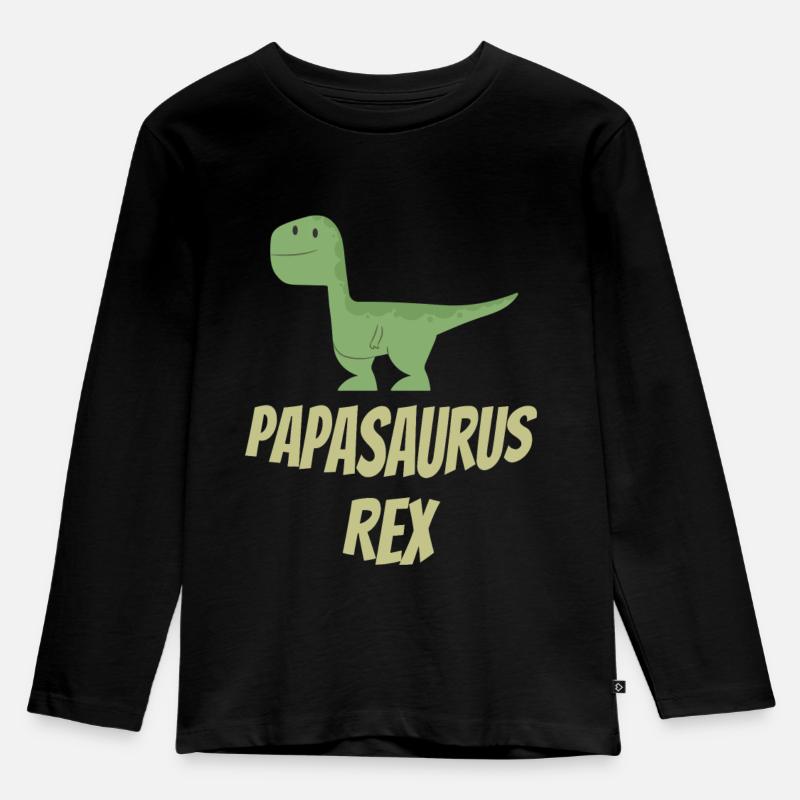Papasaurus Rex - Kids' Premium Longsleeve Shirt - black