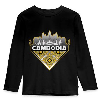 Kambodscha Tempel Angkor Khmer Stolz I Geschenk - Kinder Premium Bio Langarmshirt - Schwarz - Vorne - AI Model Kid Male (0cm)