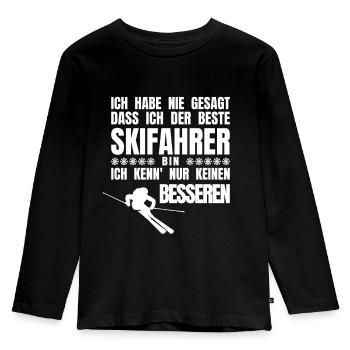 Der Beste Skifahrer - witziger Spruch Ski - Kinder Premium Bio Langarmshirt - Schwarz - Vorne - AI Model Kid Male (0cm)