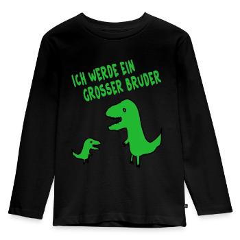 großer Bruder Dinosaurier dino Schwanger Kinder - Kinder Premium Bio Langarmshirt - Schwarz - Vorne - AI Model Kid Male (0cm)
