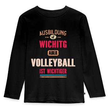 Lustiges Volleyball Design Cooler Spruch - Kinder Premium Bio Langarmshirt - Schwarz - Vorne - AI Model Kid Male (0cm)