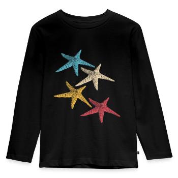 Couleurs rétro Starfish Animal Coloré Sea Silhouette 3 - T-shirt manches longues Premium Enfant - noir - Devant - AI Model Kid Male (0cm)