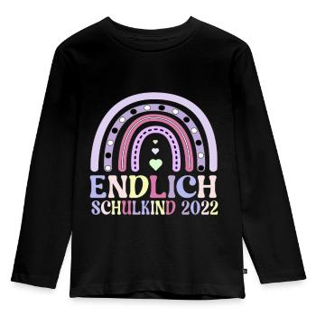 Schulkind 2022 Schulanfang Regenbogen Einschulung - Kinder Premium Bio Langarmshirt - Schwarz - Vorne - AI Model Kid Male (0cm)