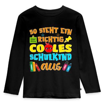 So sieht ein richtig cooles Schulkind 2022 - Kinder Premium Bio Langarmshirt - Schwarz - Vorne - AI Model Kid Male (0cm)
