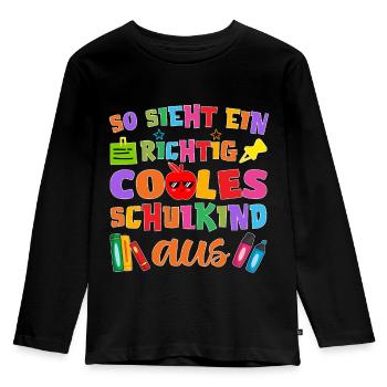 So sieht ein richtig cooles Schulkind 2022 - Kinder Premium Bio Langarmshirt - Schwarz - Vorne - AI Model Kid Male (0cm)