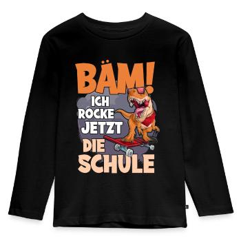 Schulkind 2022 - Kinder Premium Bio Langarmshirt - Schwarz - Vorne - AI Model Kid Male (0cm)