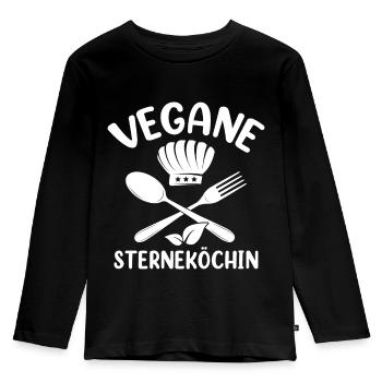Vegane Sterneköchin - Kinder Premium Bio Langarmshirt - Schwarz - Vorne - AI Model Kid Male (0cm)
