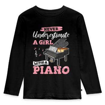 Musique Pianiste Pianiste Claviériste Clavier Pl - T-shirt manches longues Premium Enfant - noir - Devant - AI Model Kid Male (0cm)