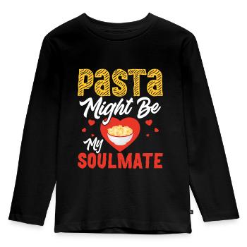 Pasta Might Be My Soulmate Pasta Lover Italian Foo - Kinder Premium Bio Langarmshirt - Schwarz - Vorne - AI Model Kid Male (0cm)