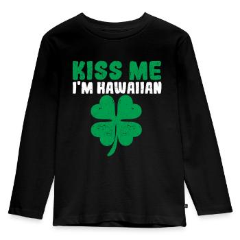 Kiss Me I’m Hawaiian Irish St Patrick’s Day Drink - T-shirt manches longues Premium Enfant - noir - Devant - AI Model Kid Male (0cm)