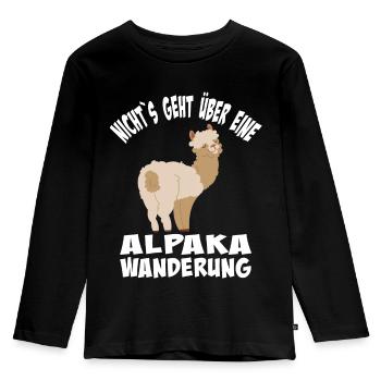 Alpaka Wanderung - Kinder Premium Bio Langarmshirt - Schwarz - Vorne - AI Model Kid Male (0cm)