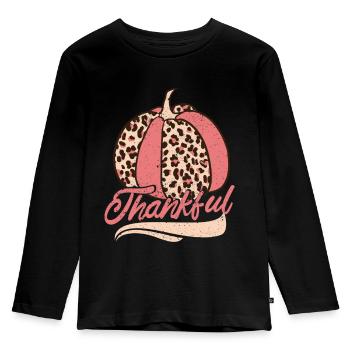 Gratitude Thanksgiving Teacher Fall Season - Kids' Premium Longsleeve Shirt - black - Front - AI Model Kid Male (0cm)