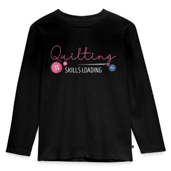 Quilting Skills Loading Funny Sewing Machine - Kids' Premium Longsleeve Shirt - black - Front - AI Model Kid Male (0cm)