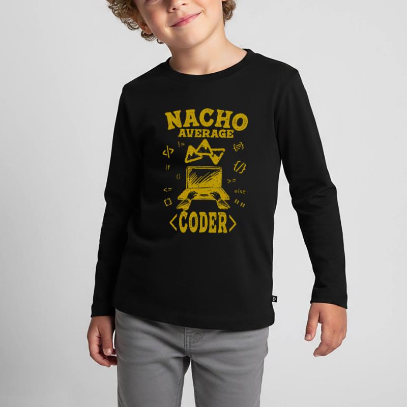 Coder Coding Funny Nacho Average Hacker Computer Kids' Premium Longsleeve Shirt