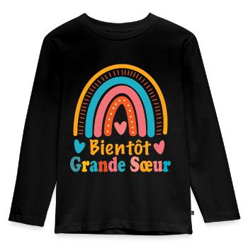 Bientôt grande soeur future grande soeur - T-shirt manches longues Premium Enfant - noir - Devant - AI Model Kid Male (0cm)