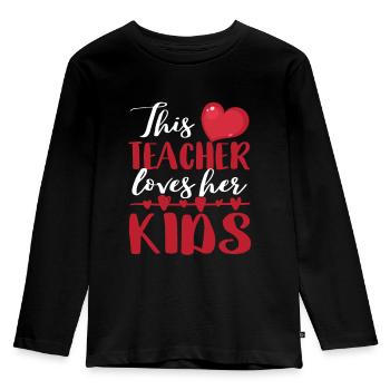 Diese Lehrerin liebt ihre Kinder lustig Valentin - Kinder Premium Bio Langarmshirt - Schwarz - Vorne - AI Model Kid Male (0cm)