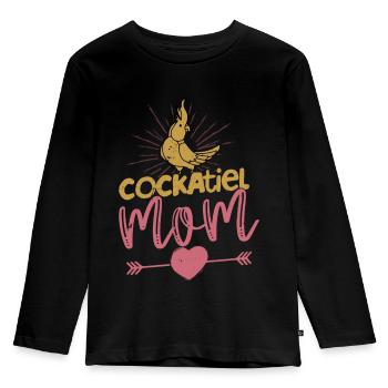 Calopsitte Maman Perroquet Propriétaire Oiseau Aviaire - T-shirt manches longues Premium Enfant - noir - Devant - AI Model Kid Male (0cm)