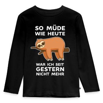 Ich bin so Müde wie seit gestern nicht Faultier - Kinder Premium Bio Langarmshirt - Schwarz - Vorne - AI Model Kid Male (0cm)