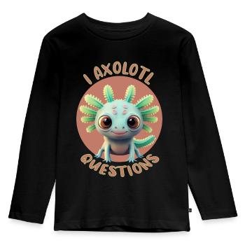 J’Axolotl Questions - T-shirt manches longues Premium Enfant - noir - Devant - AI Model Kid Male (0cm)