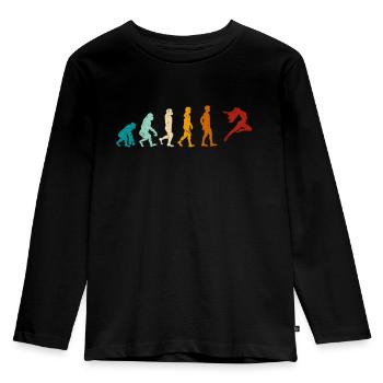 Tanzen Retro Tanzen Evolution des Menschen Tänzer - Kinder Premium Bio Langarmshirt - Schwarz - Vorne - AI Model Kid Male (0cm)