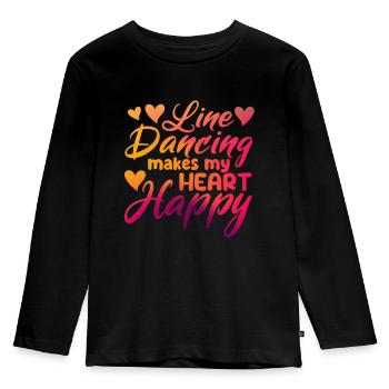 La danse en ligne rend mon cœur heureux drôle - T-shirt manches longues Premium Enfant - noir - Devant - AI Model Kid Male (0cm)