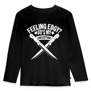 Feeling Edgy? So's My Collection Knife Collector H - Kids' Premium Longsleeve Shirt - black - Front - AI Model Kid Male (0cm)