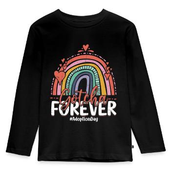 Gotcha Forever Family Adoption - Kinder Premium Bio Langarmshirt - Schwarz - Vorne - AI Model Kid Male (0cm)