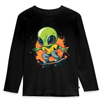 Skater Alien - Kids' Premium Longsleeve Shirt - black - Front - AI Model Kid Male (0cm)