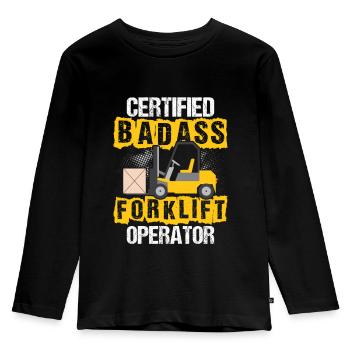 Certified Badass Forklift Operator Job Driver - Kids' Premium Longsleeve Shirt - black - Front - AI Model Kid Male (0cm)