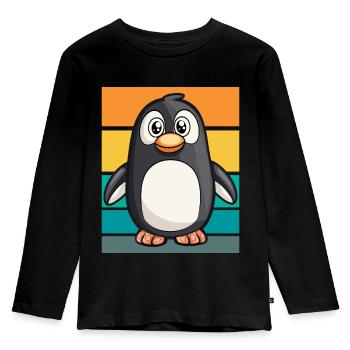 Pingouin rétro - T-shirt manches longues Premium Enfant - noir - Devant - AI Model Kid Male (0cm)