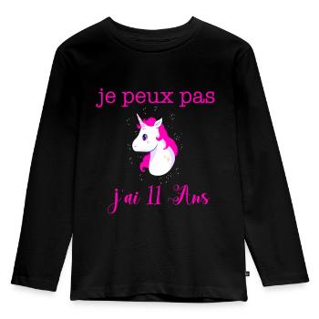 11 Ans Anniversaire Licorne je peux pas j ai 11 - T-shirt manches longues Premium Enfant - noir - Devant - AI Model Kid Male (0cm)