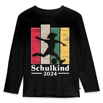 Einschulung Schulkind 2024 Junge Fussball Geschenk - Kinder Premium Bio Langarmshirt - Schwarz - Vorne - AI Model Kid Male (0cm)