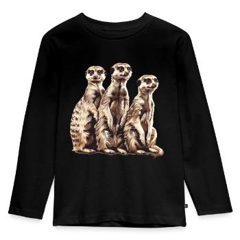 Three meerkats - Kids' Premium Longsleeve Shirt - black - Front - AI Model Kid Male (0cm)