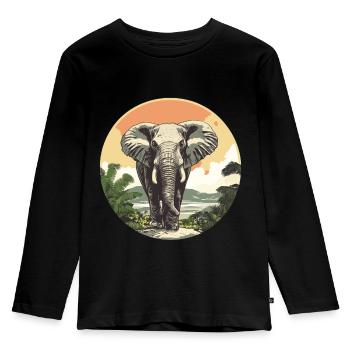 Elephant in the sunset - Kids' Premium Longsleeve Shirt - black - Front - AI Model Kid Male (0cm)