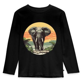L’éléphant dans la nature - T-shirt manches longues Premium Enfant - noir - Devant - AI Model Kid Male (0cm)