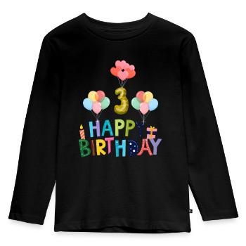 Joyeux anniversaire 3ème anniversaire - T-shirt manches longues Premium Enfant - noir - Devant - AI Model Kid Male (0cm)