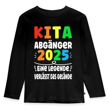 Kita Abgänger 2025 Legende Verlässt das Gelände - Kinder Premium Bio Langarmshirt - Schwarz - Vorne - AI Model Kid Male (0cm)