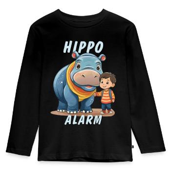 ALARME HIPPOPOTAME ENFANT - T-shirt manches longues Premium Enfant - noir - Devant - AI Model Kid Male (0cm)