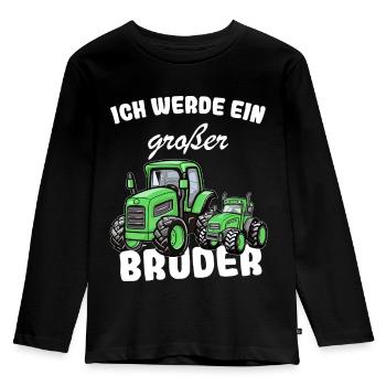 Nachwuchs Verkünden | Ich Werde Großer Bruder 2026 - Kinder Premium Bio Langarmshirt - Schwarz - Vorne - AI Model Kid Male (0cm)