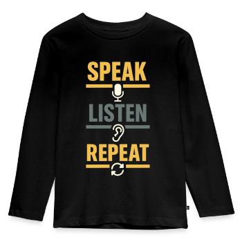 Der Audiobook Narration Club Audio Storyteller - Kinder Premium Bio Langarmshirt - Schwarz - Vorne - AI Model Kid Male (0cm)