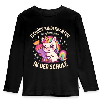 Einhorn Design zum Schulstart - Kinder Premium Bio Langarmshirt - Schwarz - Vorne - AI Model Kid Male (0cm)