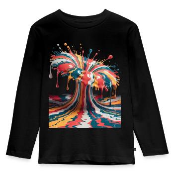 Regenbogen-Farbexplosion - Kinder Premium Bio Langarmshirt - Schwarz - Vorne - AI Model Kid Male (0cm)