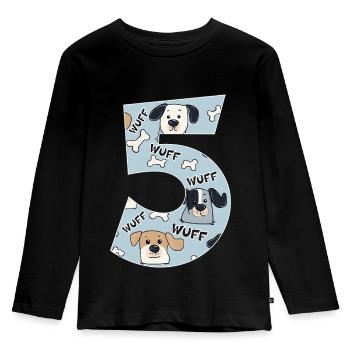 HUNDE NUMMER 5 JAHRE HUND 5. GEBURTSTAG - Kinder Premium Bio Langarmshirt - Schwarz - Vorne - AI Model Kid Male (0cm)